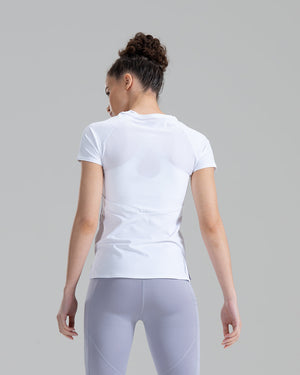 Lululemon Swiftly Tech Short Sleeve Women 10 Yoga Sport White Purple T-Shirt
